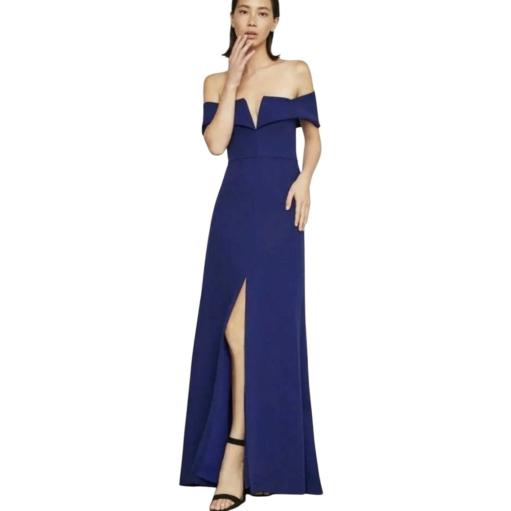 NWT BCBG MAXAZRIA SIZE 8 Amalie Off-The-Shoulder Orient Blue Gown Maxi Dress